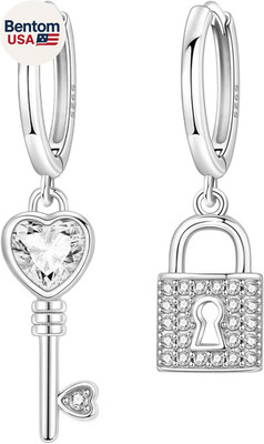 Heart & Star Moon Drop Earrings 925 Sterling Silver with 14K Gold Plating   Ligh