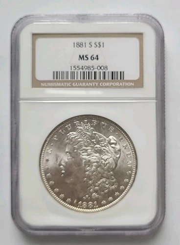 Estate 1881 MORGAN SILVER DOLLAR NGC MS64 