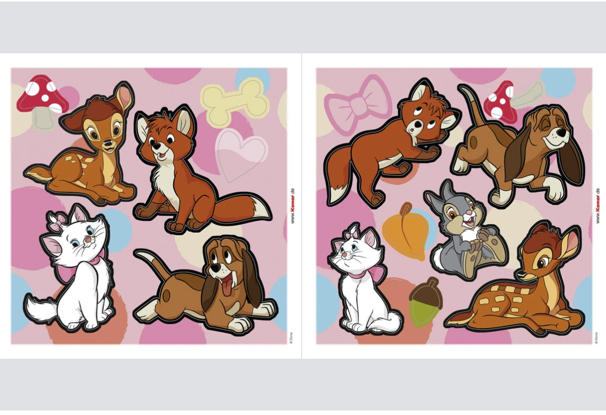 Disney Pegatinas Personajes Animales 2 Hojas 30x30cm Vinilo