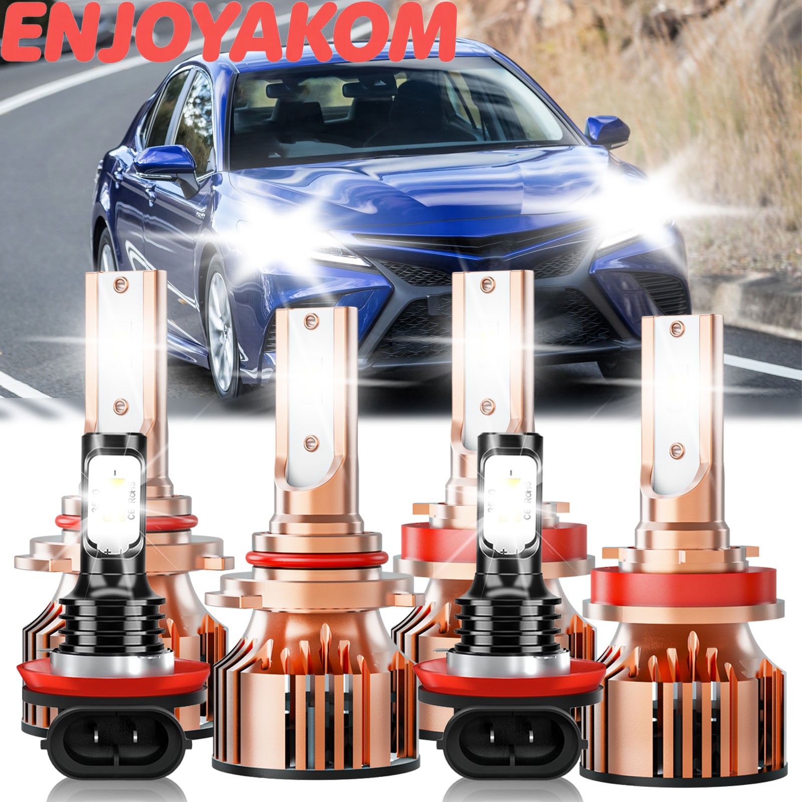For Toyota Camry 2007-2014 6Pcs LED Headlight Kit High Low Beam Fog Light Bulbs