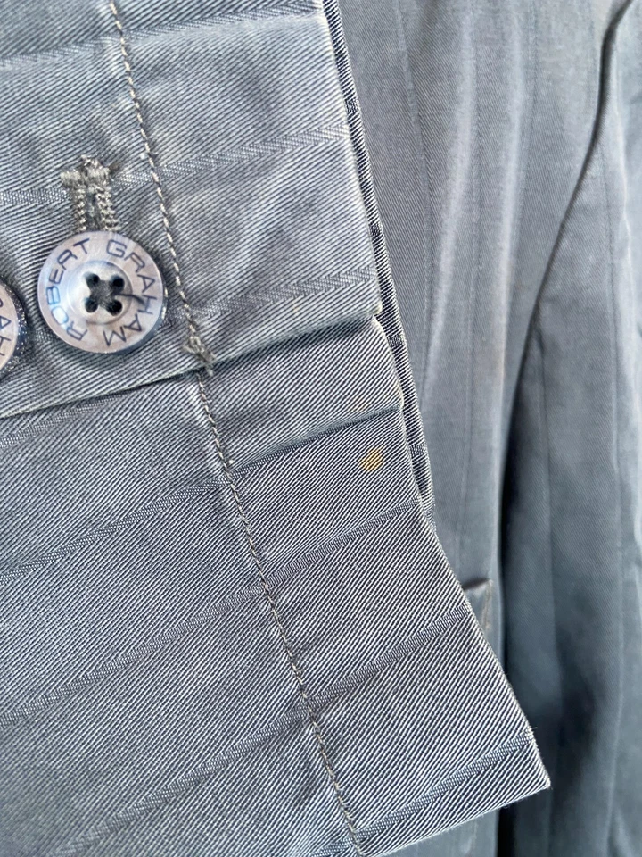 Abrigo Blazer Chaqueta Abrigo Deportivo Robert Graham Para Hombres Azul Rayas ALGODÓN TALLA 44R Foto 3 de 4