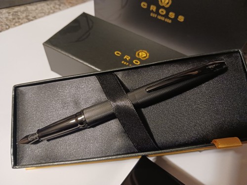 Cross ATX Fountain Pen Brushed BLACK PVD with Diamond Pattern New Doctor GIFT - Picture 3 of 6