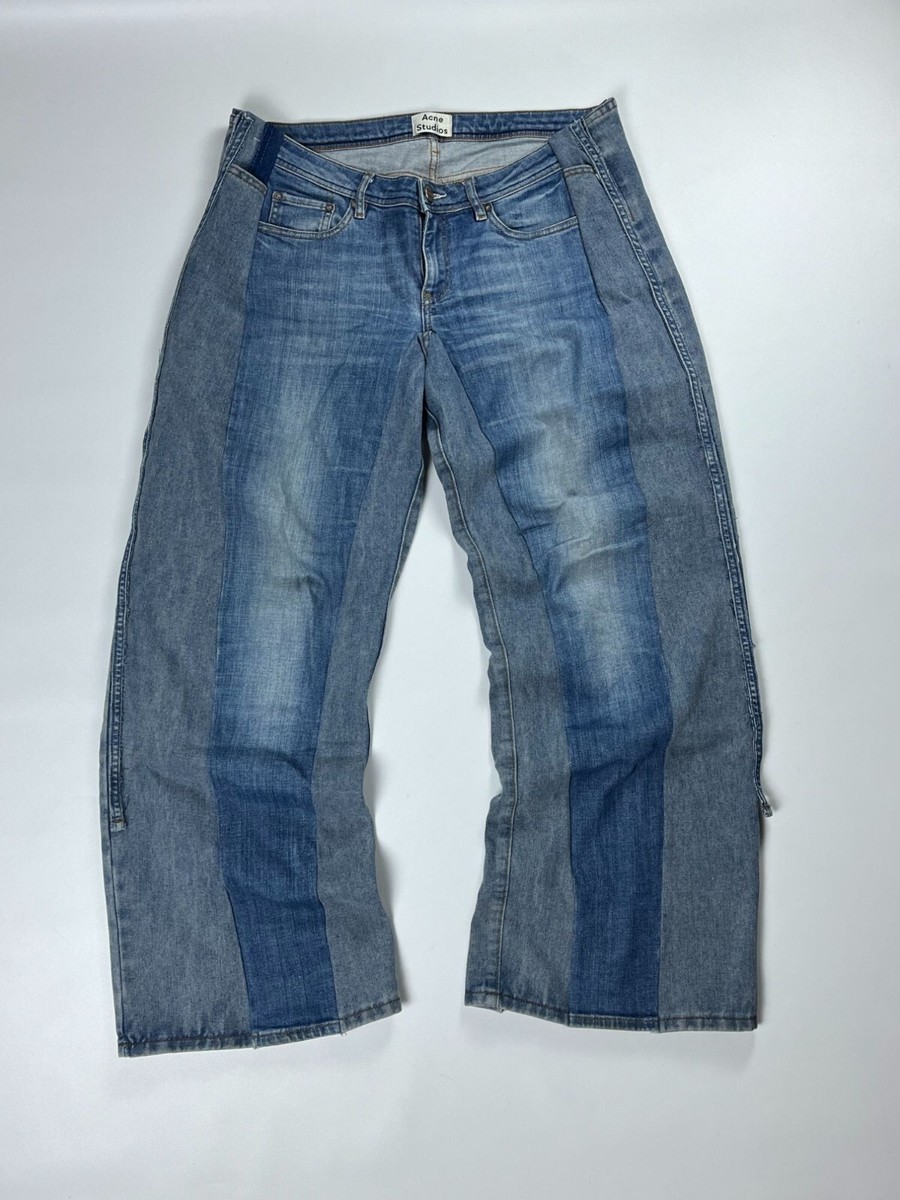 Acne Studios Reworked Low Vintage Jeans Handmade Wide Leg Patch Denim