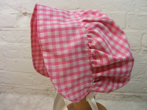 ADULT BABY SISSY BONNET blue gingham HAT COSPLAY LOLITA FANCYDRESS Victorian - Picture 13 of 40