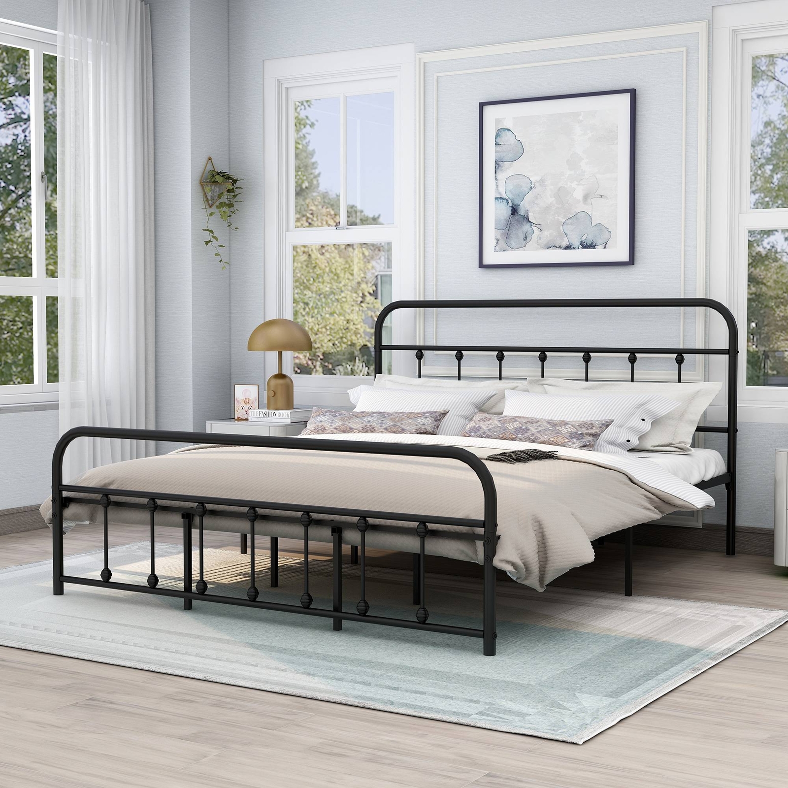 With Headboard Storage Steel Slats: Heavy Duty