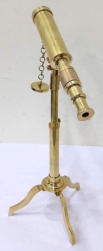 Vintage Brass Telescope On Tripod Stand Antique Desktop Telescope For Home Decor - Picture 3 of 8