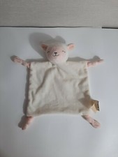 Dan Dee White Lamb Lovey Plush Knotted Corners 7" Blanket