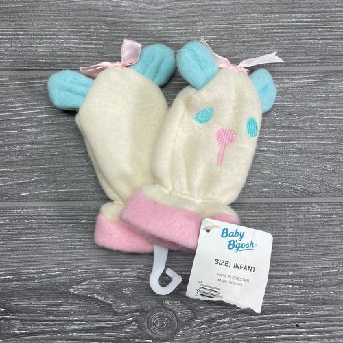 Vintage Baby OshGosh B'Gosh Infant Mittens Cute Plush Pastel Panda Bear RARE NEW - Picture 2 of 6