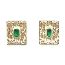 1.30tcw Mens Natural Colombian Emerald Cut Cuff-links Bezel Set In Gold 14K