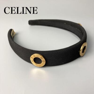 CELINE Vintage Black Hair Band with Circle Logo Bracket | eBay
