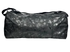VICTORIA'S SECRET SPORT DUFFLE BAG TOTE WEEKENDER GYM CARRY ON BLACK FLORAL NWT
