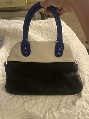 Talbots Leather Handbag Blue/Black/white Satchel