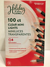 Holiday Living 100 Count Clear Mini Light Set On Green Wire Indoor/Outdoor NIB
