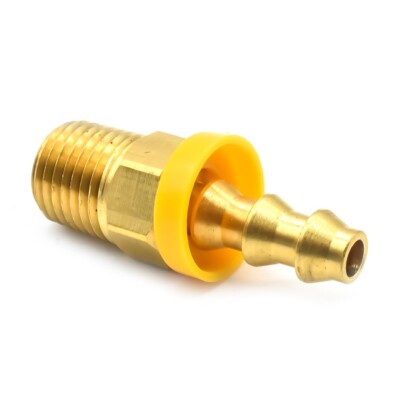Easy Lock Brass Hose Fittings, Connectors, 1/4''  Push-Lock Barb x 1/4'' M - FL144