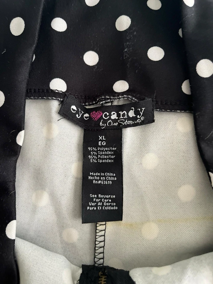 Eye Candy By One Step Up Leggings Womens XL Polka Dot Print Front Zipper - Image 4 of 4