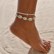 Boho Fashion Women's Turtle Shell Beaded Adjustable Beach Anklet Ankle Bracelet