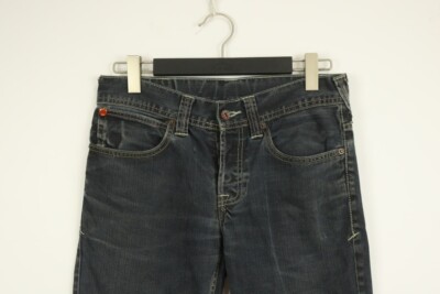 EVISU PUMA Denim Cutout Hem Straight Jeans Size W32 L34 Button Fly