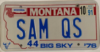 Vanity SAM SAMANTHA SAMUEL Q S license plate Sammy Sammie Sami Samson QS MT