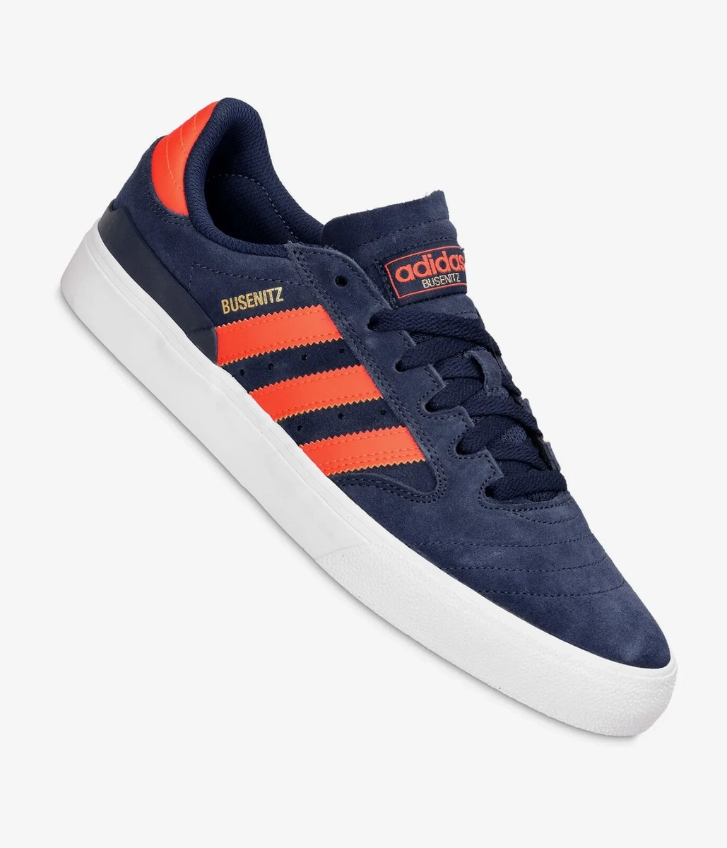 MENS ADIDAS BUSENITZ VULC II SUEDE SKATE SHOES ALL SIZES BLUE/ORANGE  HQ2018