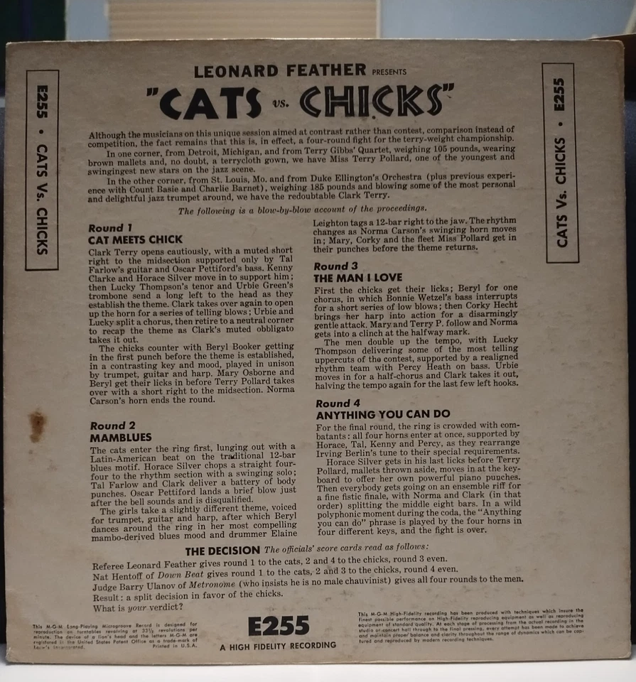 CLARK TERRY-TERRY POLLARD Cats vs Chicks SCARCE 1954 DG MGM 10" LP Horace Silver Foto 3 de 4