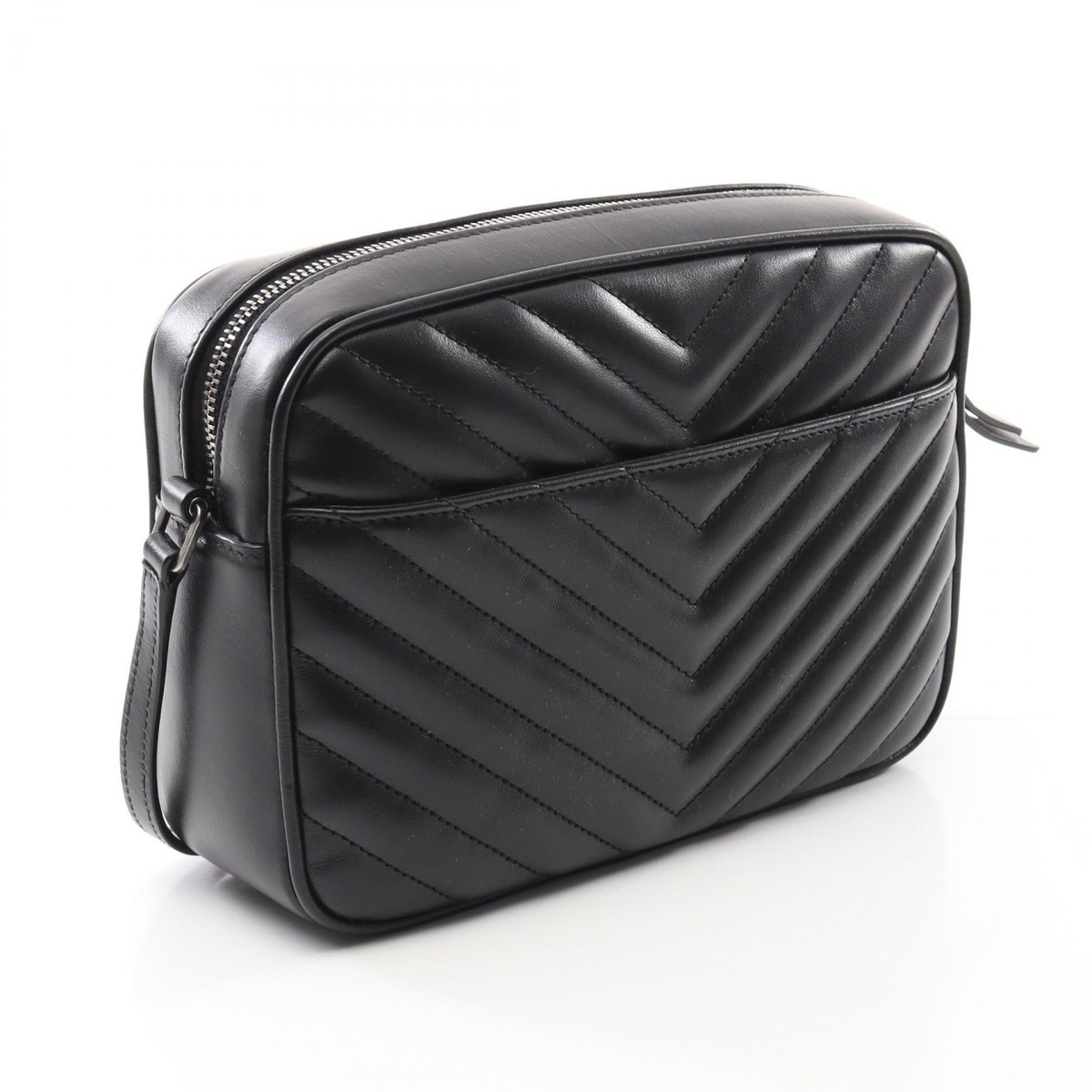 【Saint Laurent】YSL BAG MNG LOU◆761554DV707 Saint Laurent - Blue leather LOU crossbody bag with metallic