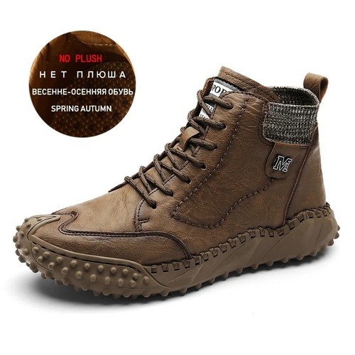 Botas De Cuero Para Hombre Zapatos De Nieve De Felpa Zapatillas Trabajo Invierno - Picture 14 of 21