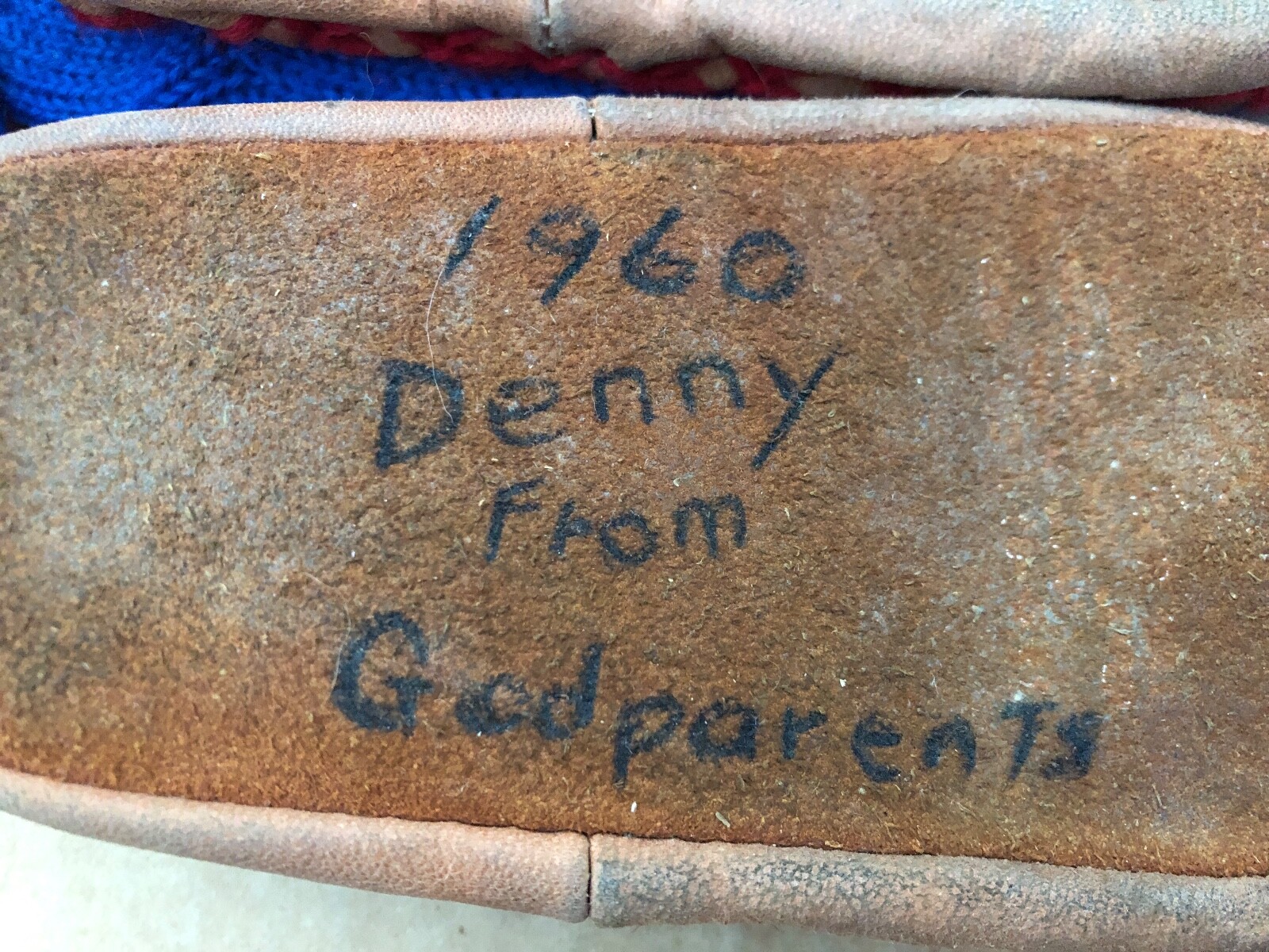 SAOLA PANTOFOLE VINTAGE BAMBINI all'uncinetto con suola in pelle RUOTE GIOCATTOLO CAVALLO Jack in Box