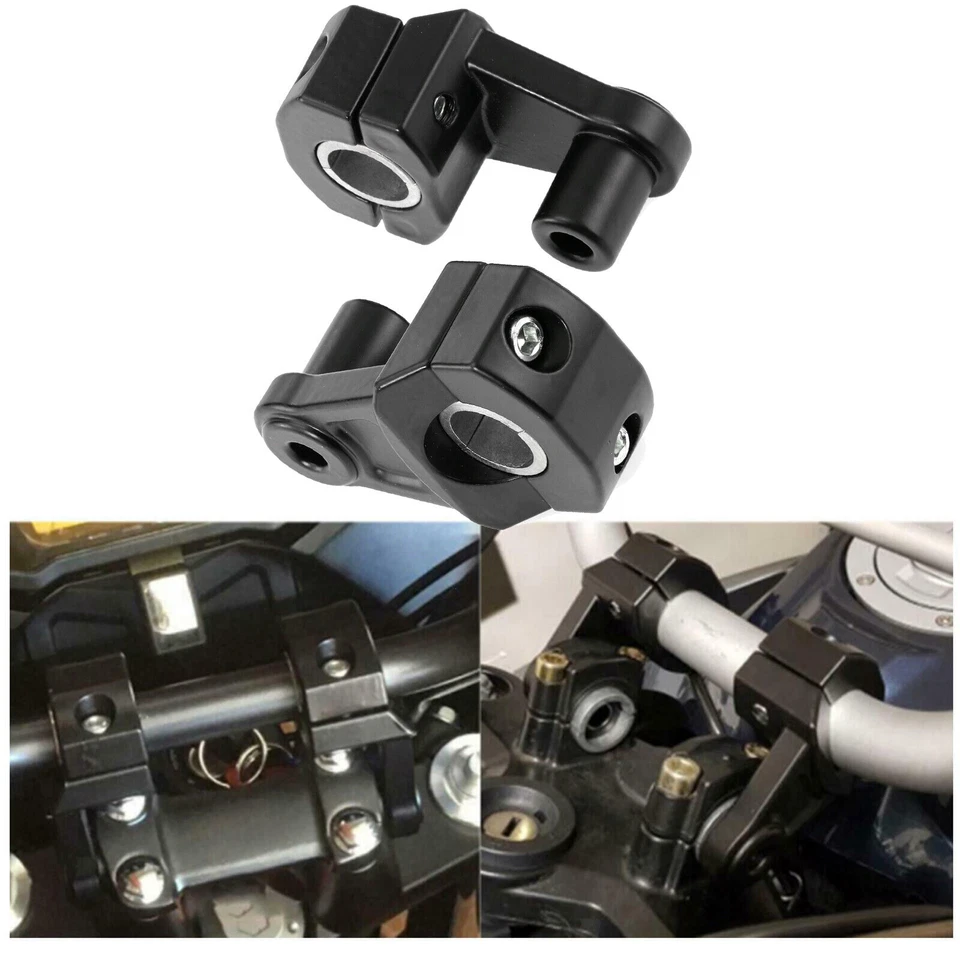 7/8" 1-1/8" Handlebar Riser Adapter Mount Bracket Clamp Black For Honda Yamaha Foto 4 de 4