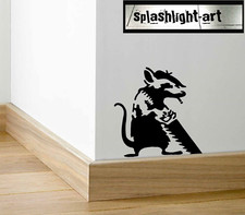 Banksy Rat with Saw Skirting Board vinyl wall Decal sticker black vinyl Saw Rat