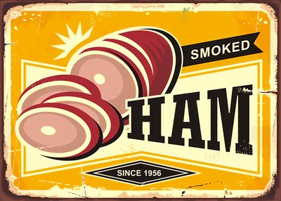 Retro Blechschild HAM Schinken smoked 30 x 20 cm Metallschild Vintage NEU