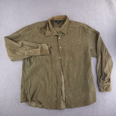 J Crew Shirt Mens XL Green Corduroy Chore Work Button Long Sleeve Relaxed  Baggy