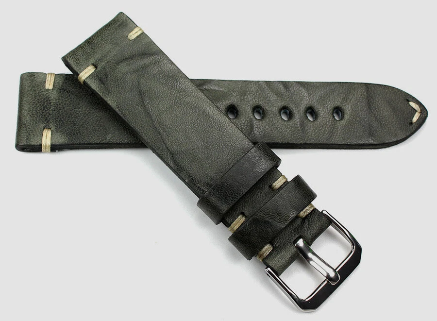 Correa de cuero 22 mm Rios1931 vintage aspecto retro banda robusta Alemania 22/20 Foto 3 de 4