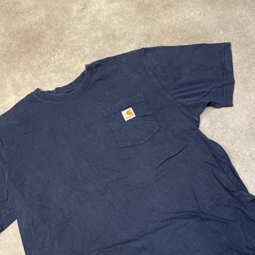 Carhartt T-Shirt Mens Y2K USA Short Sleeve Pocket Workwear Tee, Navy, Large image 4