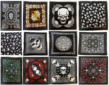 SKULL Design FLAMES BANDANA Head Wrap Neck Scarf Face Mask Halloween Biker
