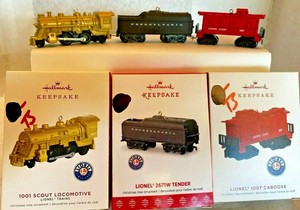 hallmark lionel train ornaments by year