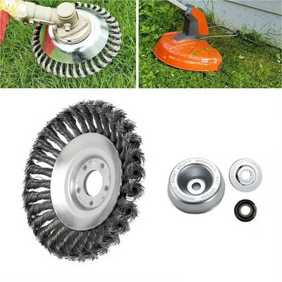 #ad #ad 8quot; Steel Wire Wheel Brush Grass Cutter Weed Eater Trimmer Head Garden Cleaning $9.39