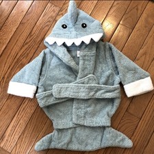 Baby Aspen Let the Fin Begin Cotton Terry Bath Robe 0-9 Months Blue $34