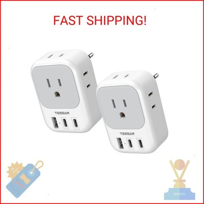 2 Pack European Travel Plug Adapter (No Voltage Conversion), TESSAN US to Europe