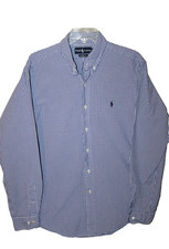 Polo Ralph Lauren Classic Fit Long Sleeve Button Shirt Men's 16 L Blue Checker