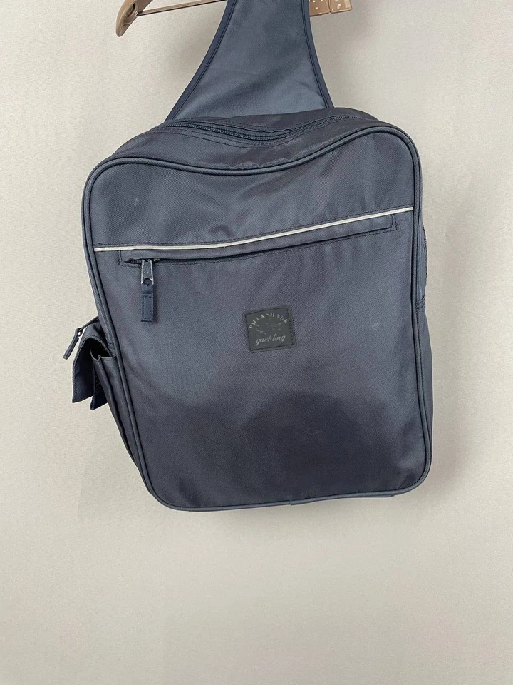 Bolso Bandolera Paul & Shark Para Hombres Azul Nylon Correa Ajustable Cremallera Foto 4 de 4