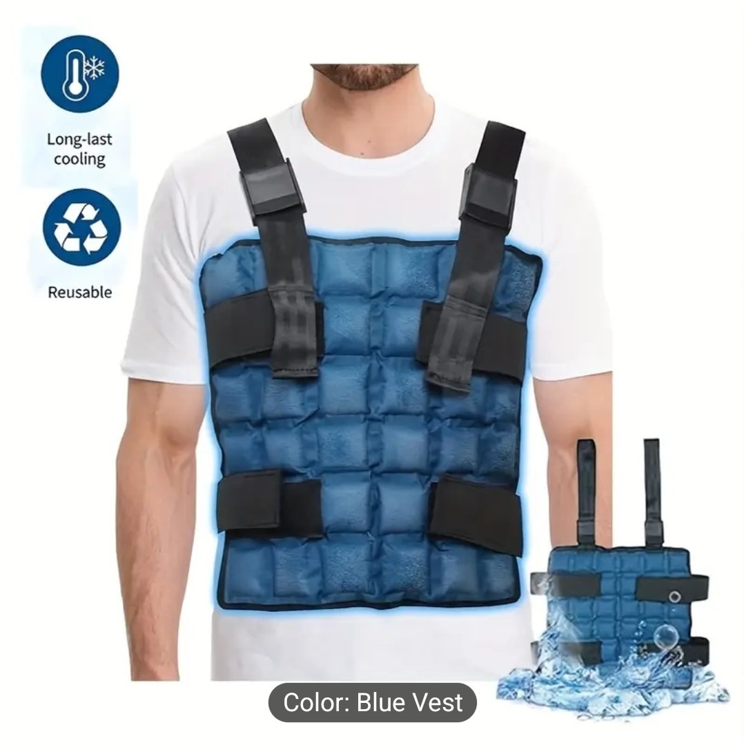 Adjustable Cooling Vest with Ice Cells, Reusable Ice Pack Jacket