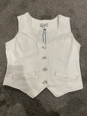 Love Tree White Denim Button up Vest Size S