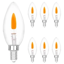 C35 Flame Tip Flicker Bulbs - Crystal Clear Candle Light with Orange Glow Eff...