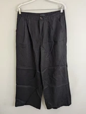 Saks Fifth Avenue Pants Women's Large Black 100% Linen Wide Leg