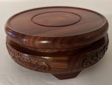 Chinese Carved Wood Display Stand Plateau Base for Porcelain Vase Urn Lamp 4.75&rdquo;
