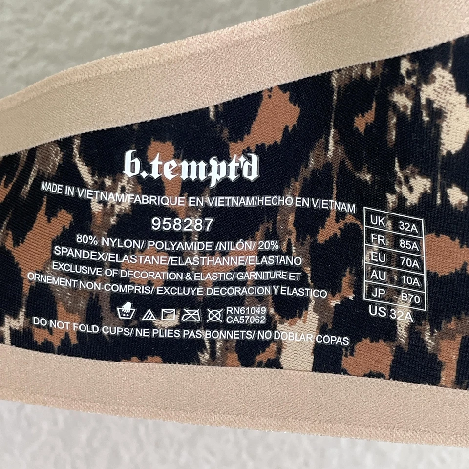 b.tempt'd by Wacoal Bra Womens 32A Beige Nude Convertible Push-Up Leopard NWT - Image 3 of 4