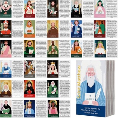 120 Pcs Catholic Prayer Cards with Saint Stories & Holy Prayer, Easter Gift, Rel