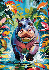 Cherry Pazzi Happy Hippo 500 piece jigsaw puzzle