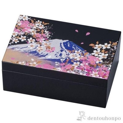 Yamanaka Lacquerware  Mt.Fuji & Cherry Blossoms  ''Urushi'' Accessory Box Japan