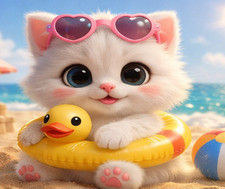 Digital Photo Beach Kitty     Cute Fluffy Cat Background HD Wallpaper